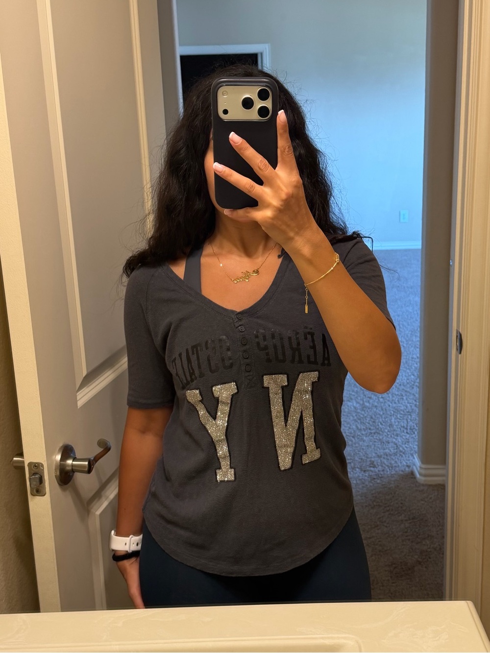 Aeropostale Charcoal NY Graphic Short Sleeve Tee